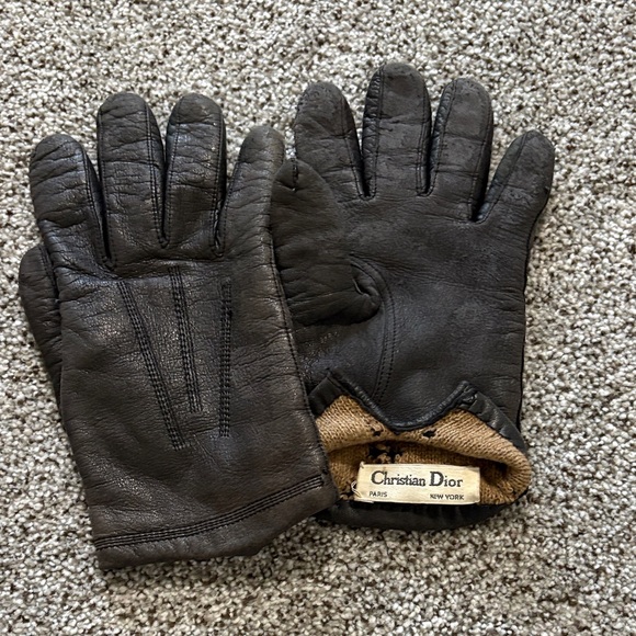 Dior Men's Dark Brown Leather Gloves - Picture 1 of 8